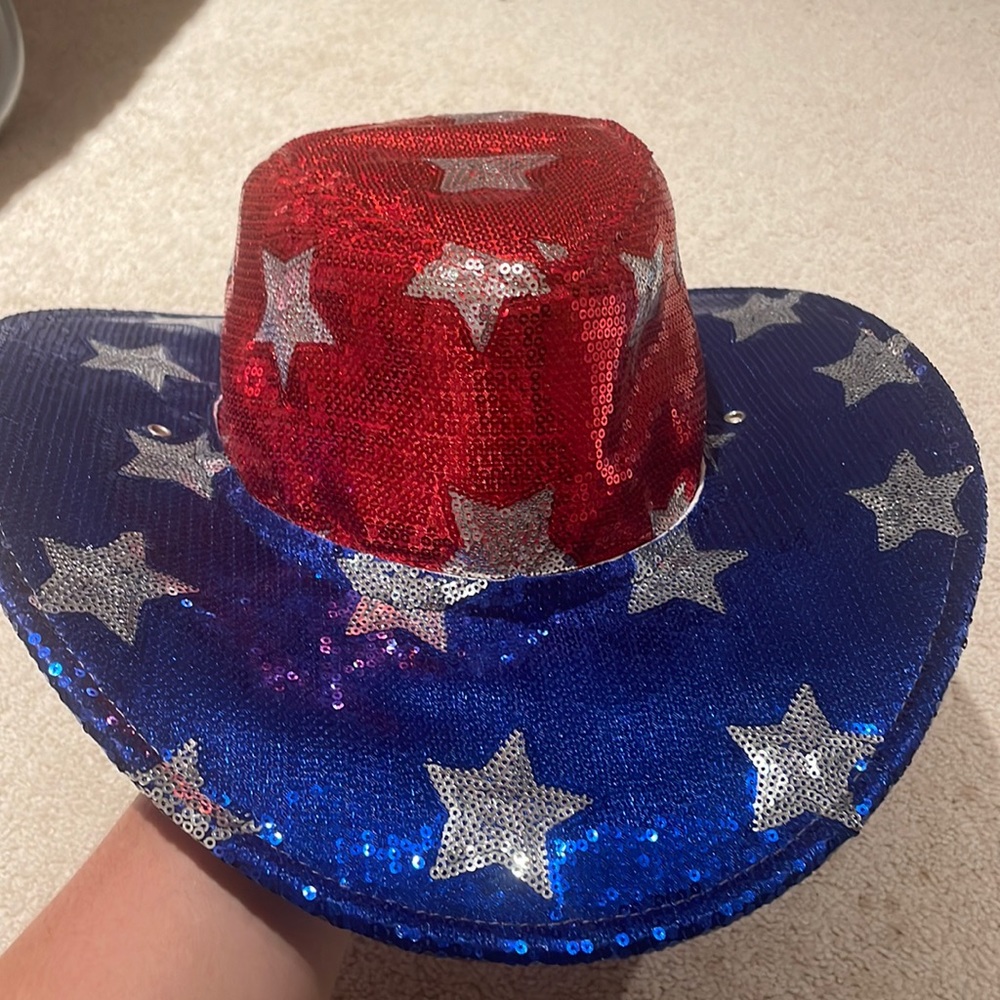 Red white and blue stars hat